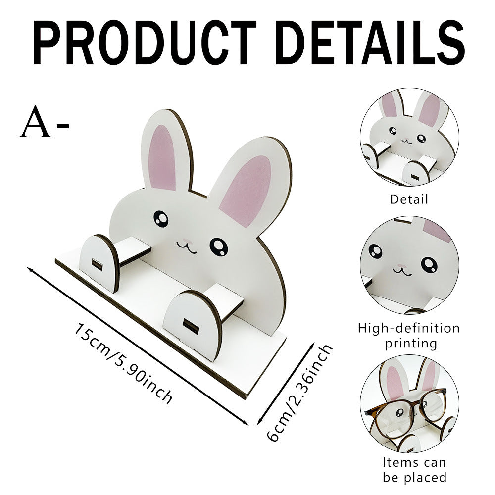 Animal Eyeglasses Stand Wooden Desk Organizer Display Holder