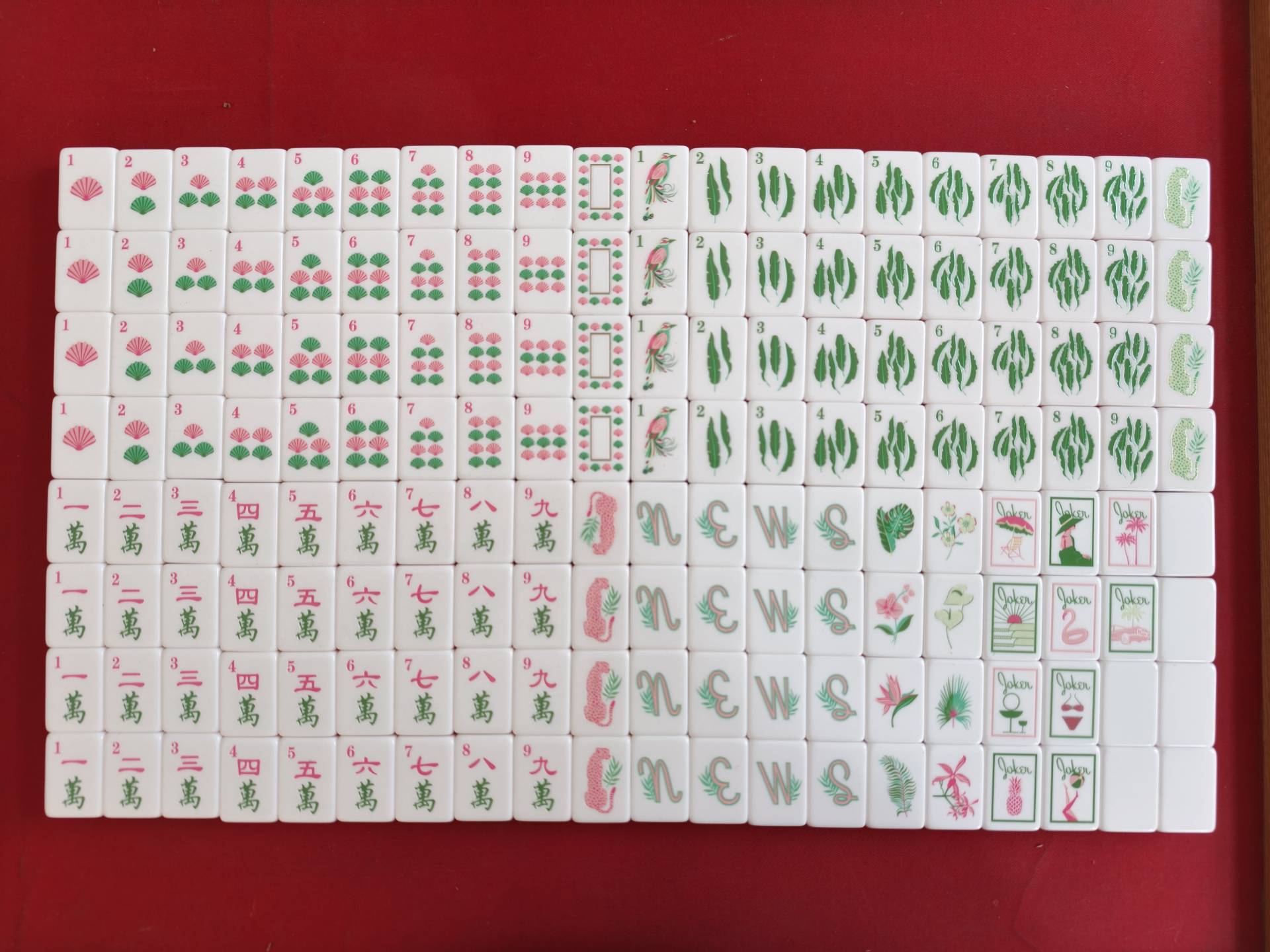 Green Acrylic Mahjong Set Classic Game Tiles