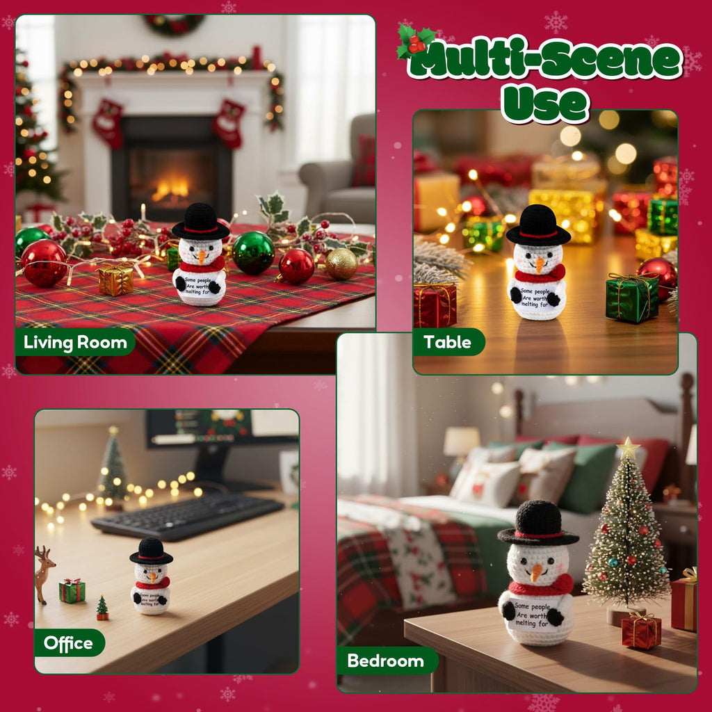 Handmade Crochet Snowman Christmas Plush Decoration