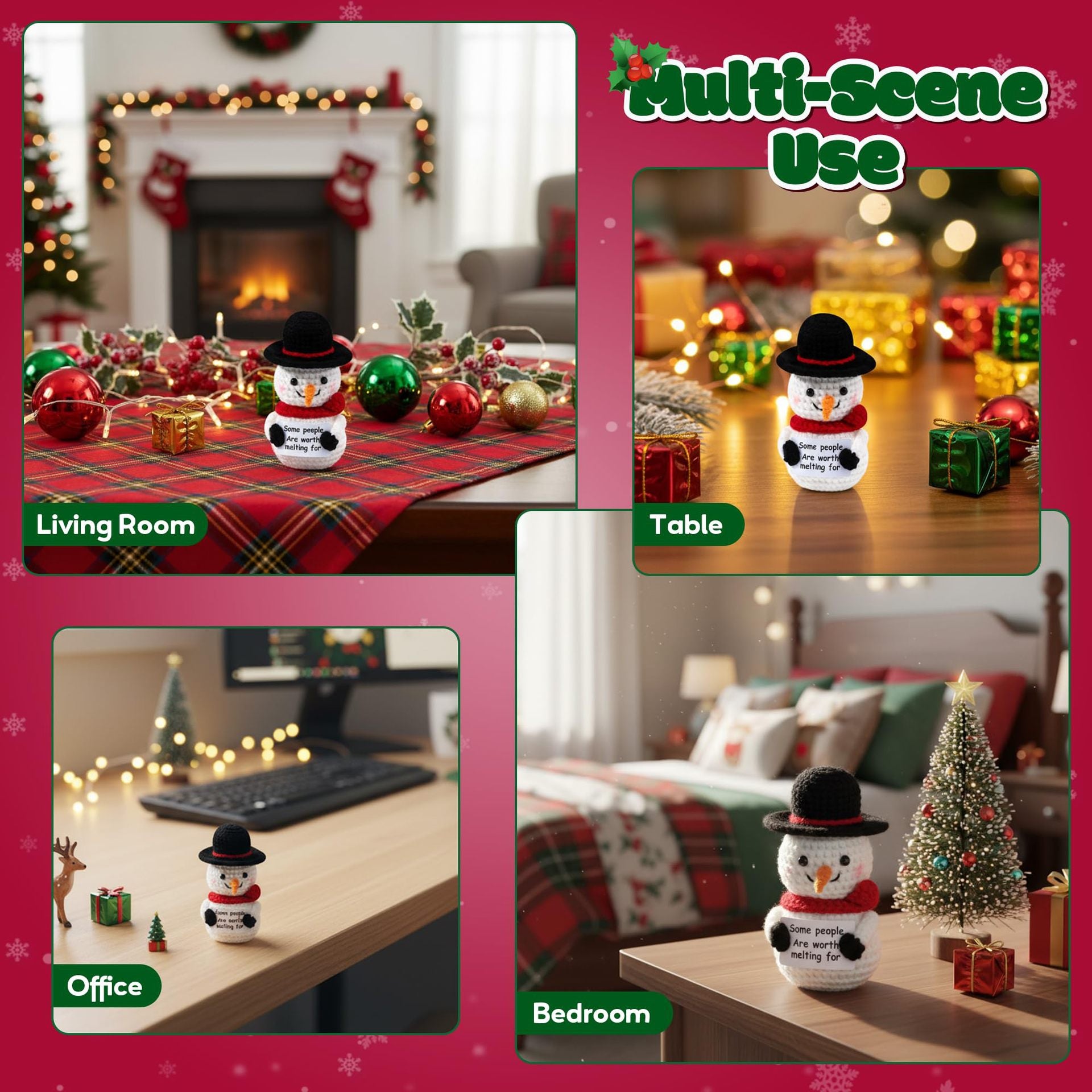 Handmade Crochet Snowman Christmas Plush Decoration