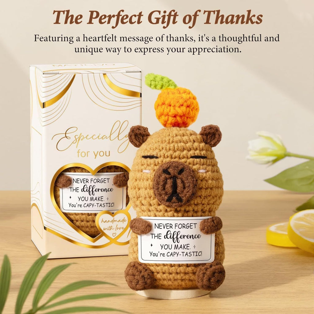 Handmade Crochet Capybara Plush Motivational Gift