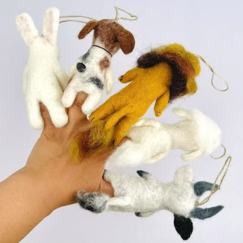 Handmade Wool Felt Animal Finger Puppet Ornament Keychain