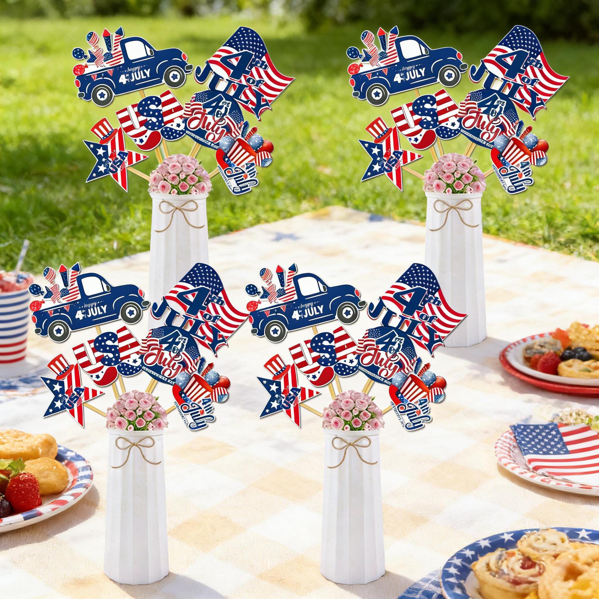 4th of July Patriotic Tabletop Flag Decoration Set USA Party Supplies
