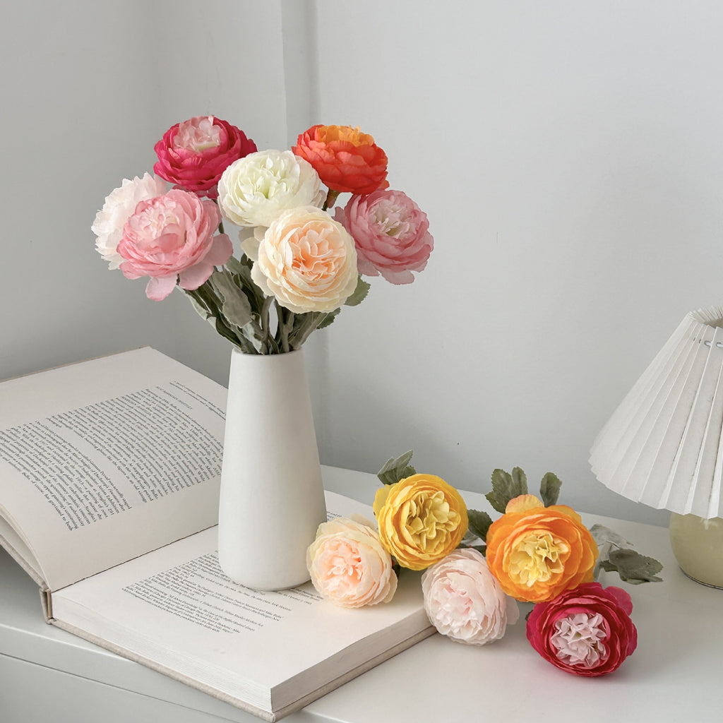 Faux Ranunculus Flower Stem Silk Peony Floral Decor