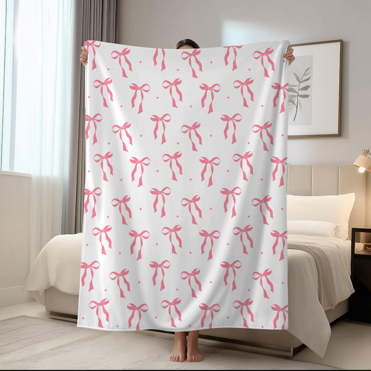 Valentine Flannel Throw Blanket Cozy Heart Print