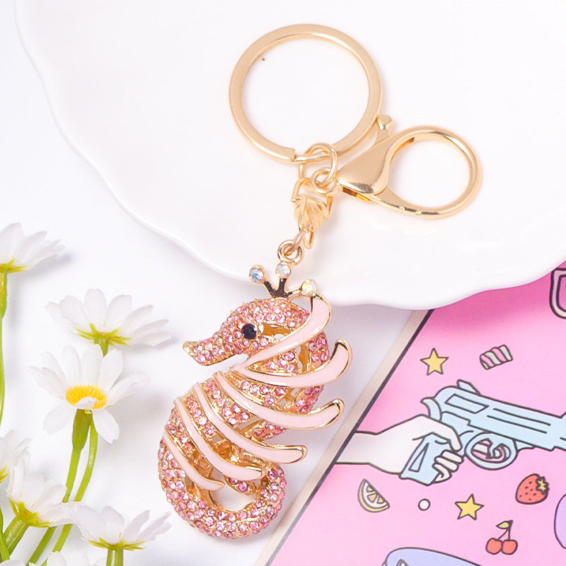 Rhinestone Seahorse Keychain Ocean Animal Bag Charm