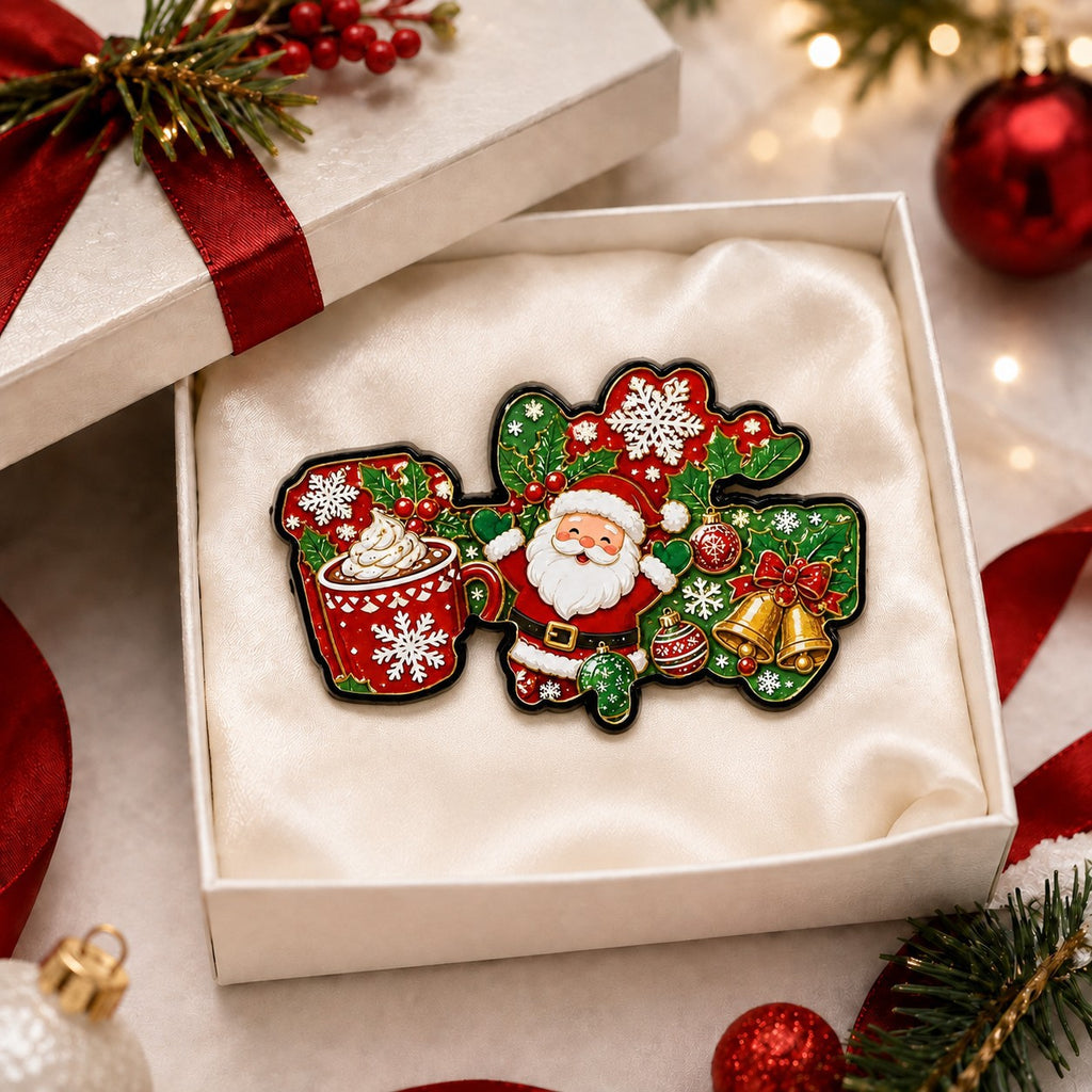 Christmas Santa Enamel Pin Brooch Holiday Jewelry