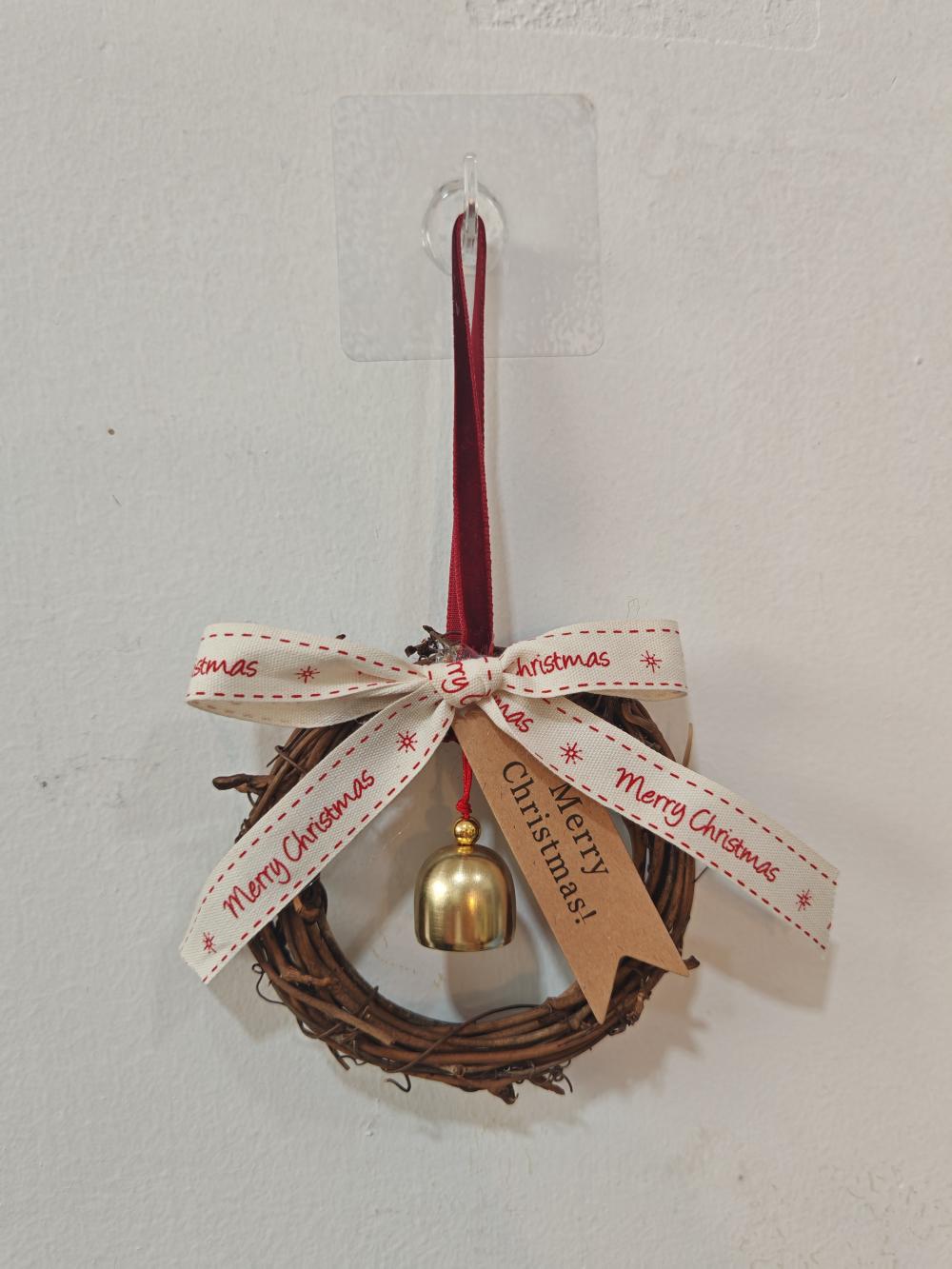 Wooden Christmas Wreath Hanging Ornament Holiday Tree Decor