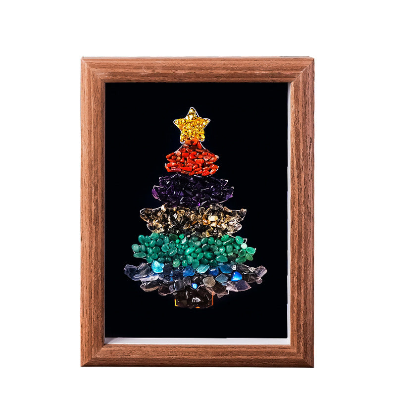 Crystal Chip Christmas Tree Framed Wall Decor for Holiday Gifts