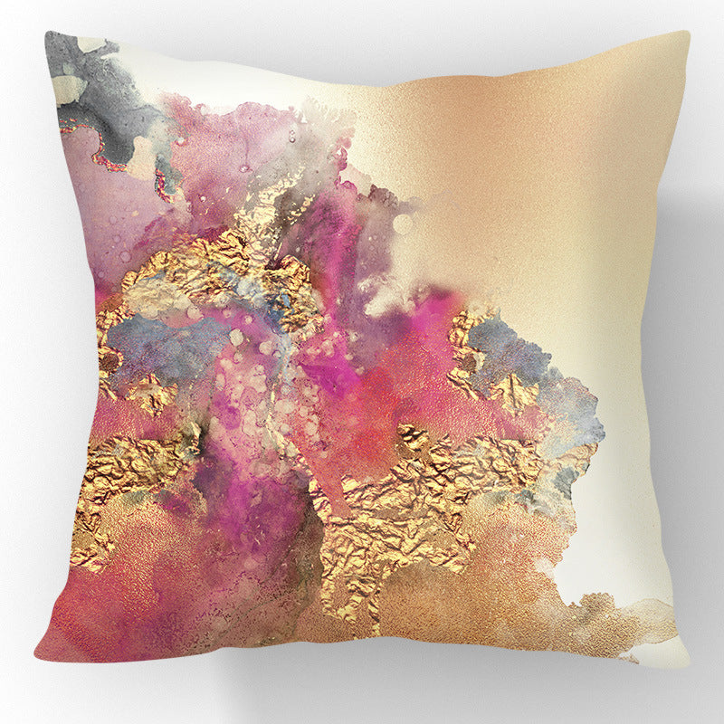 Nordic Gold Foil Abstract Velvet Throw Pillow Cover