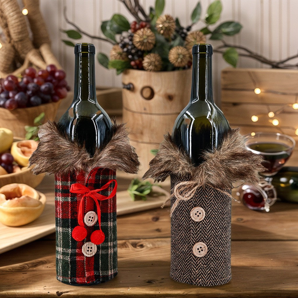 Fabric Christmas Wine Bottle Cover Holiday Table Decor