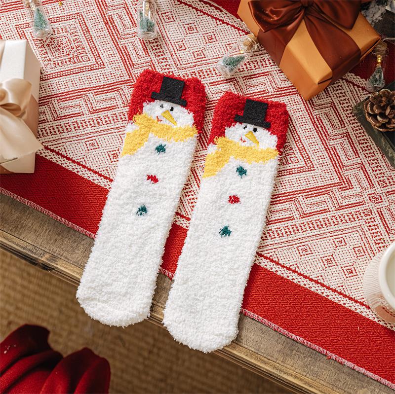 Christmas Coral Fleece Socks Cozy Holiday Winter Socks