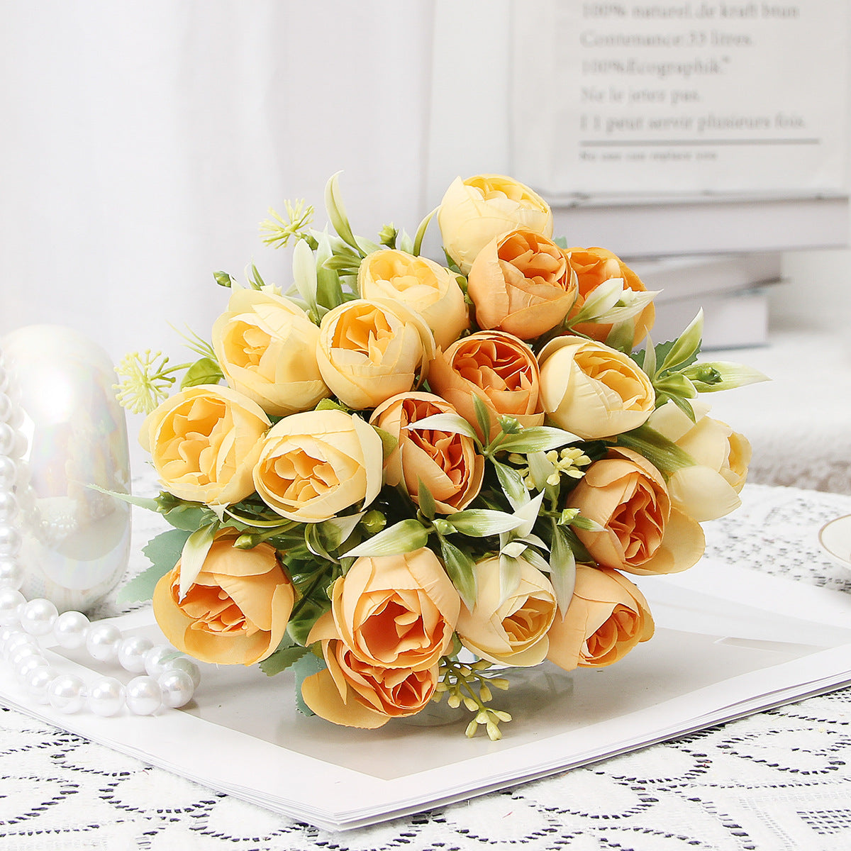 Valentine’s Day Peony Rose Faux Floral Bouquet Home Decor