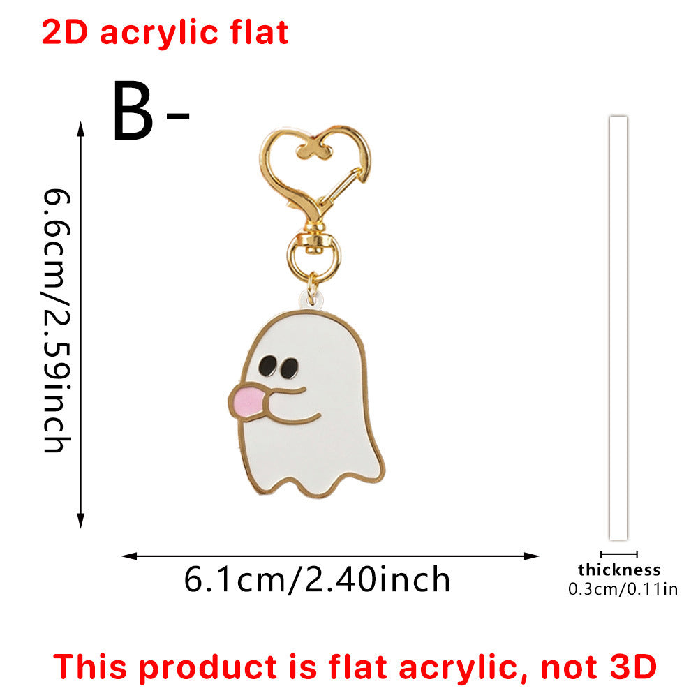 Acrylic Halloween Ghost Keychain Cute Seasonal Bag Charm