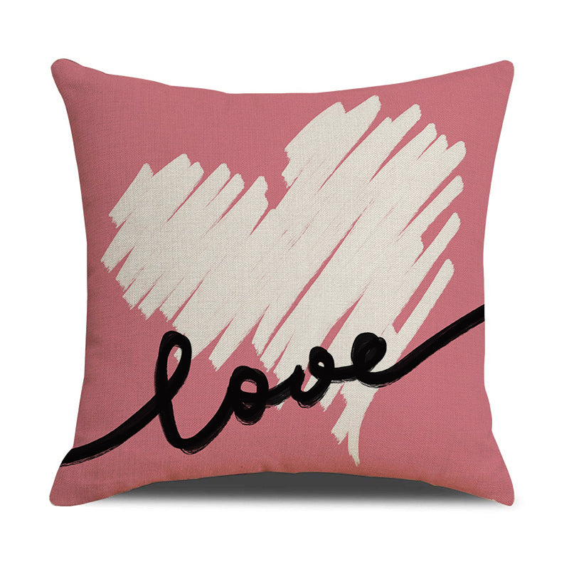Pink Valentine Heart Pillow Covers Romantic Linen Decor