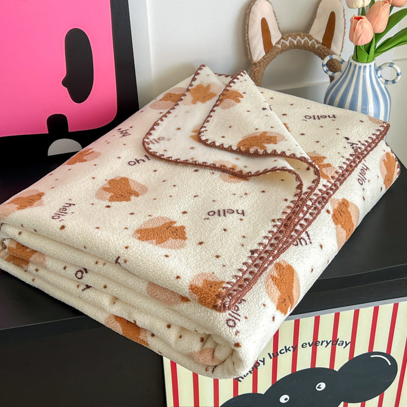 Sherpa Fleece Embroidered Throw Blanket Soft Cozy Home Decor
