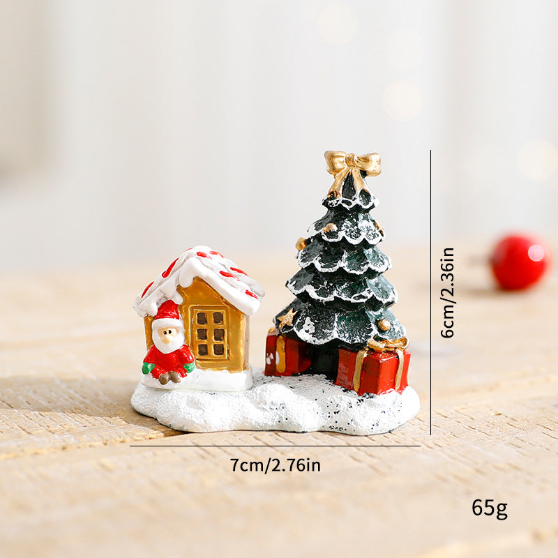 Resin Christmas Village Miniature Figurine Holiday Tabletop Decora