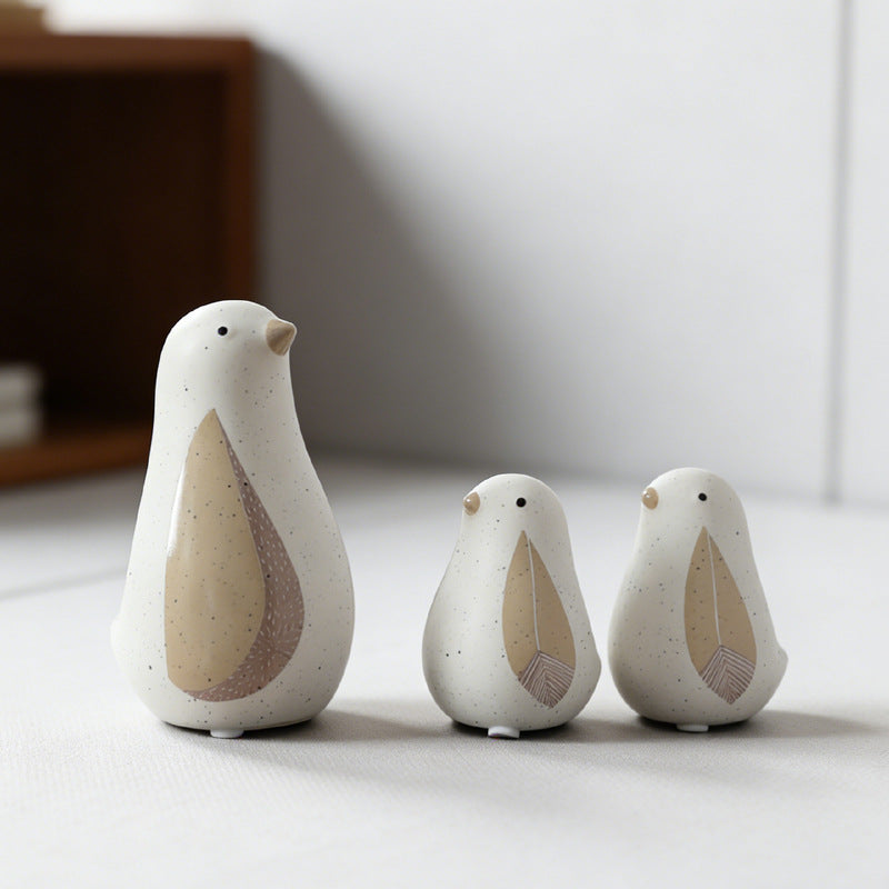 Nordic Ceramic Bird Vase Set Cute Desk Home Decoration