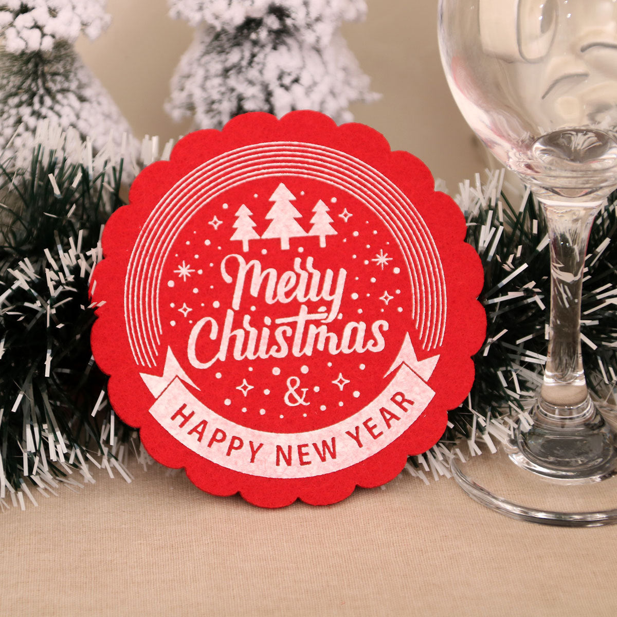 Christmas Felt Coaster Holiday Table Decor