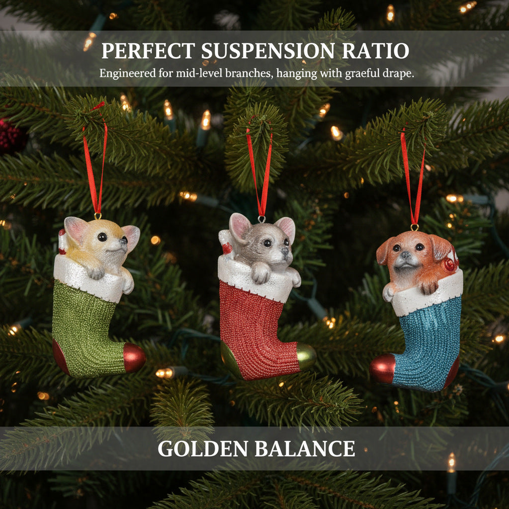 Resin Animal Stocking Christmas Ornament Holiday Decor