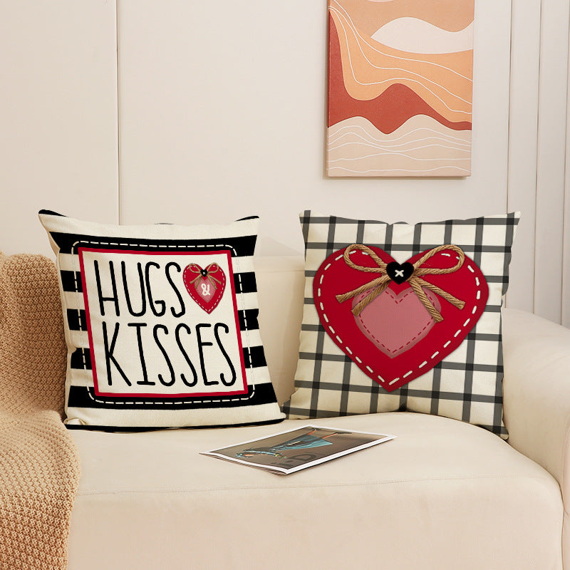 Valentine Heart Pillow Covers Set Farmhouse Plaid Decorative