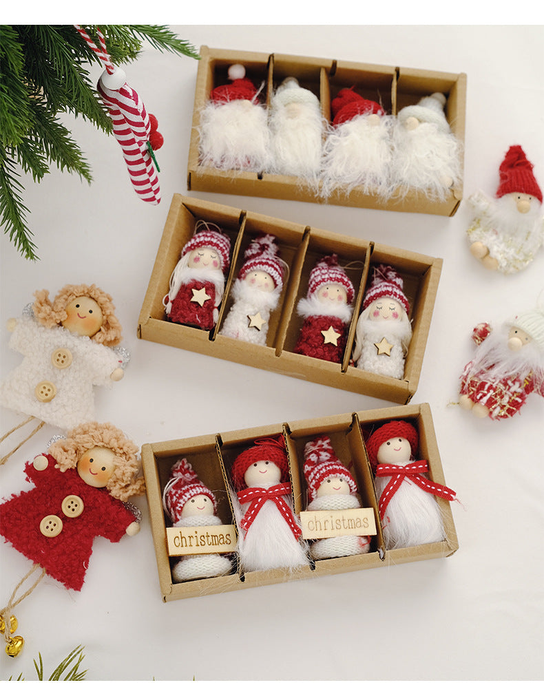 Farmhouse Christmas Tree Ornaments Fabric Doll Set