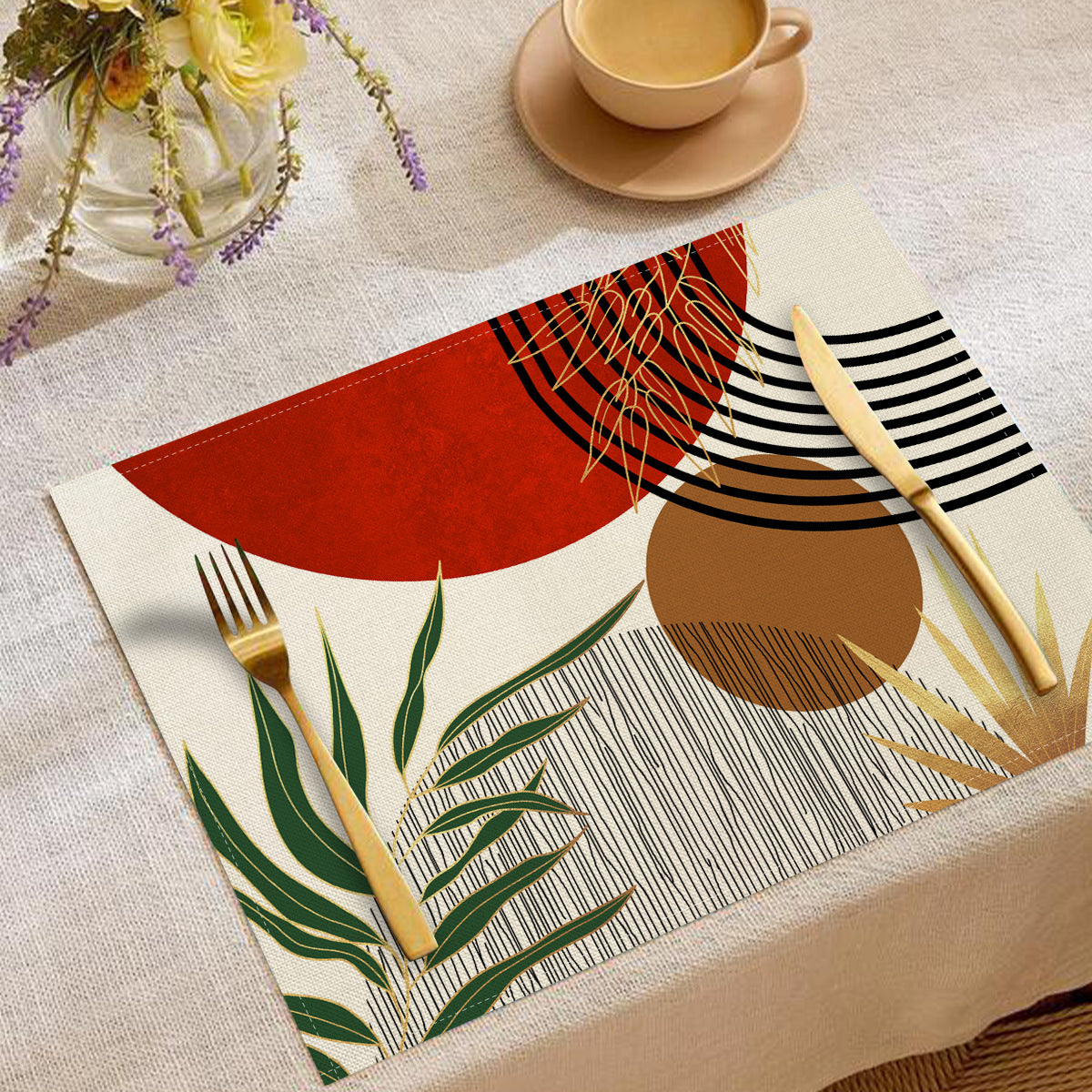 Nordic Geometric Linen Placemats Heat Resistant Table Decor