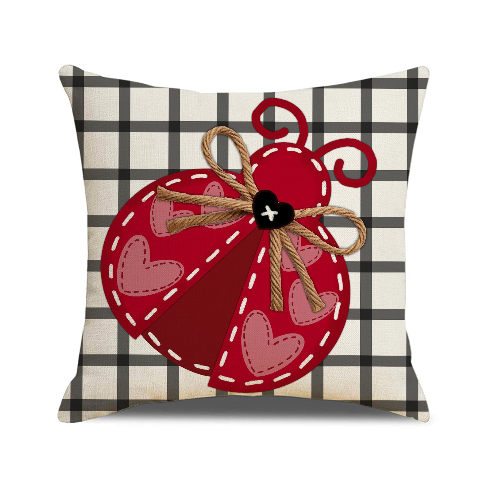 Valentine Heart Pillow Covers Set Farmhouse Plaid Decorative