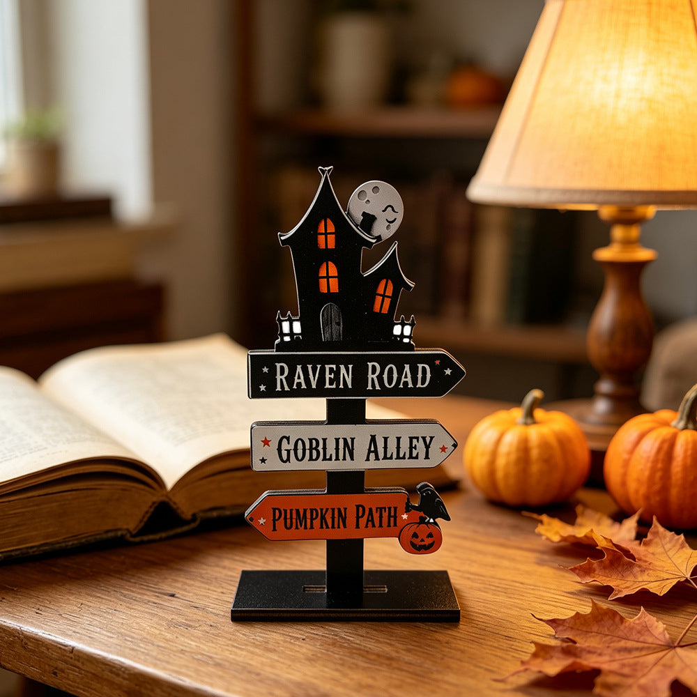 Wooden Halloween Tabletop Sign Seasonal Home Decor