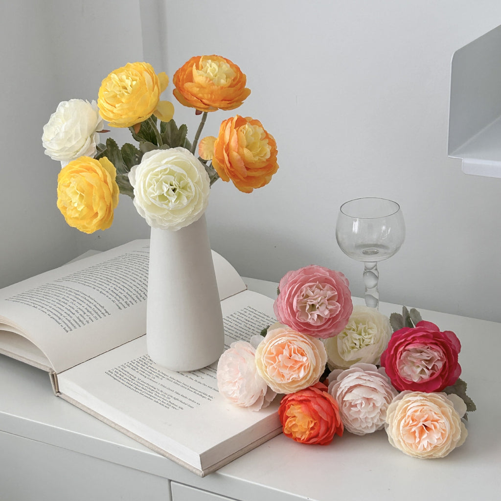 Faux Ranunculus Flower Stem Silk Peony Floral Decor