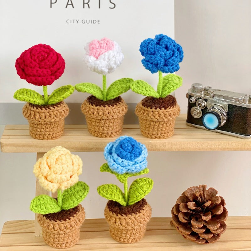 Valentine’s Day Crochet Potted Flower Gift Mini Home Decor