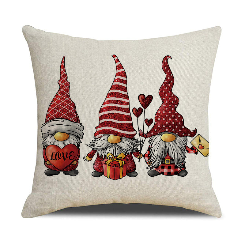 Valentine Gnome Throw Pillow Cover Romantic Letter Decor