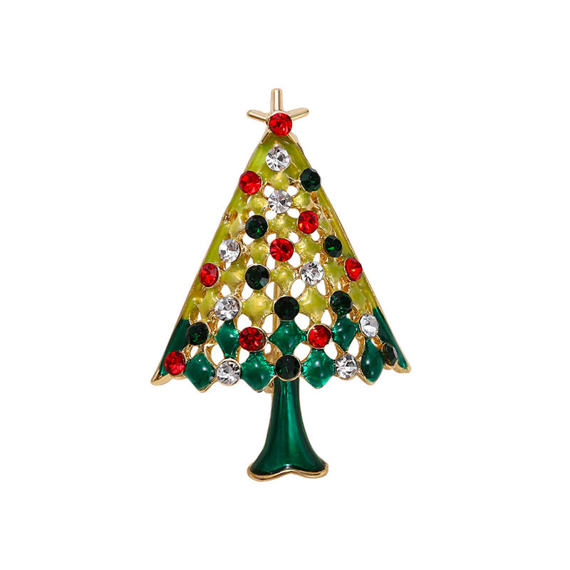 Christmas Rhinestone Brooch Pin Holiday Jewelry