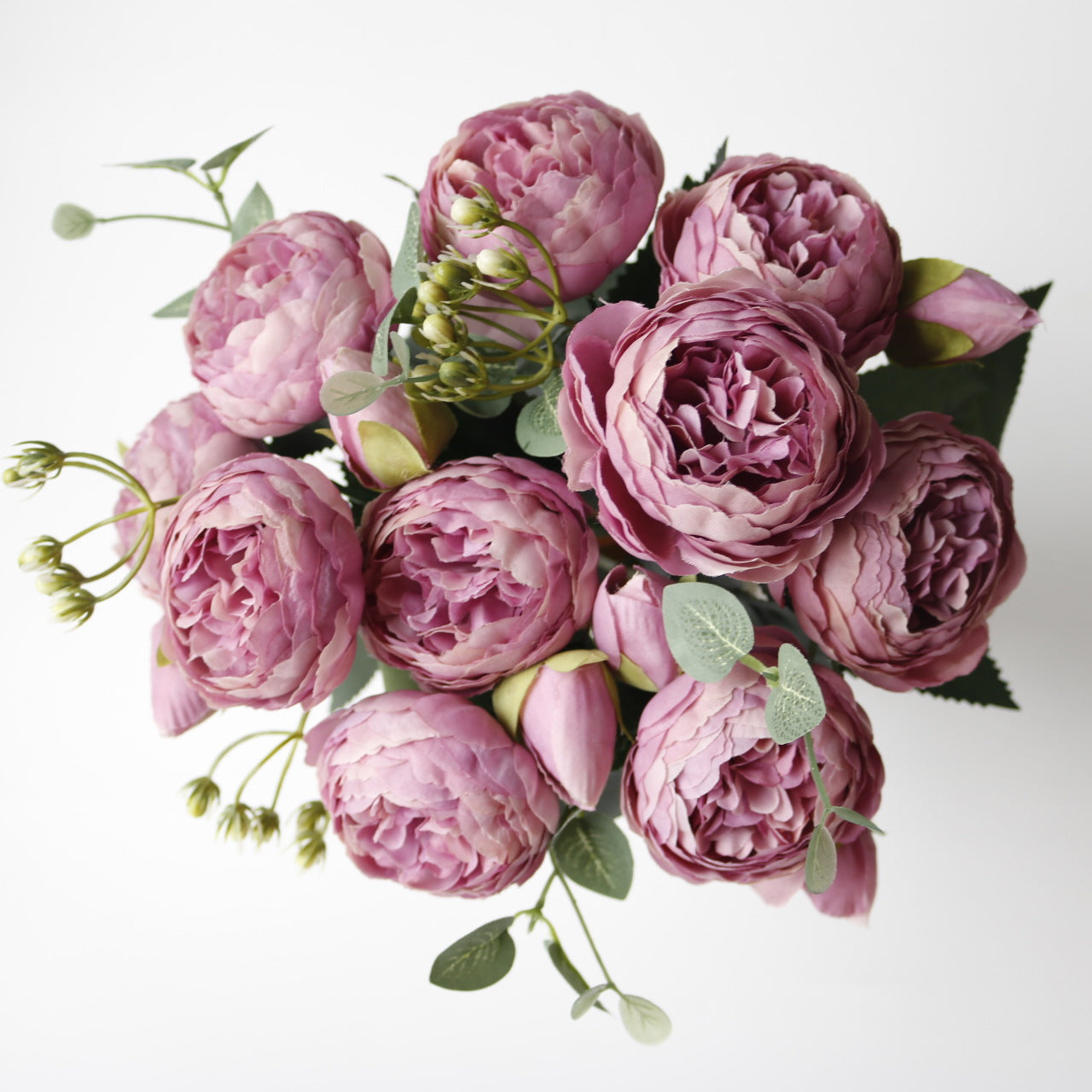 Valentine 5-Head Faux Peony Rose Floral Bouquet Decor