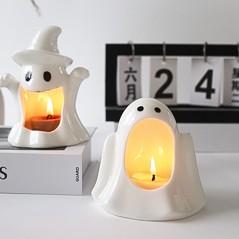 Ghost Candle Holder Halloween Decor for Tabletop Display