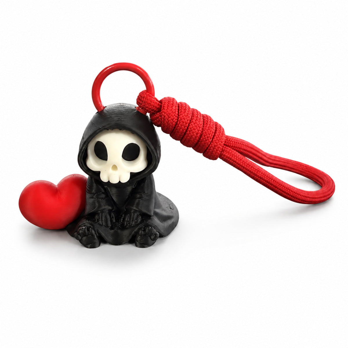 3D Printed Skull Heart Decor Keychain Plastic Gift Accessory