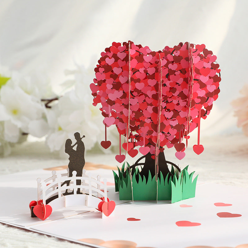 Valentines 3D Pop Up Heart Tree Greeting Card Romantic Gift