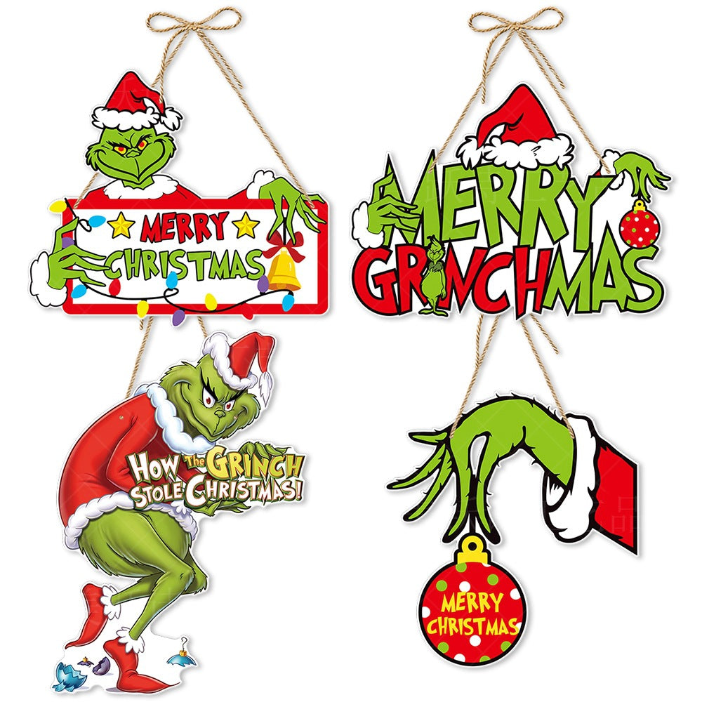Christmas Cartoon Door Hanger Holiday Party Decor