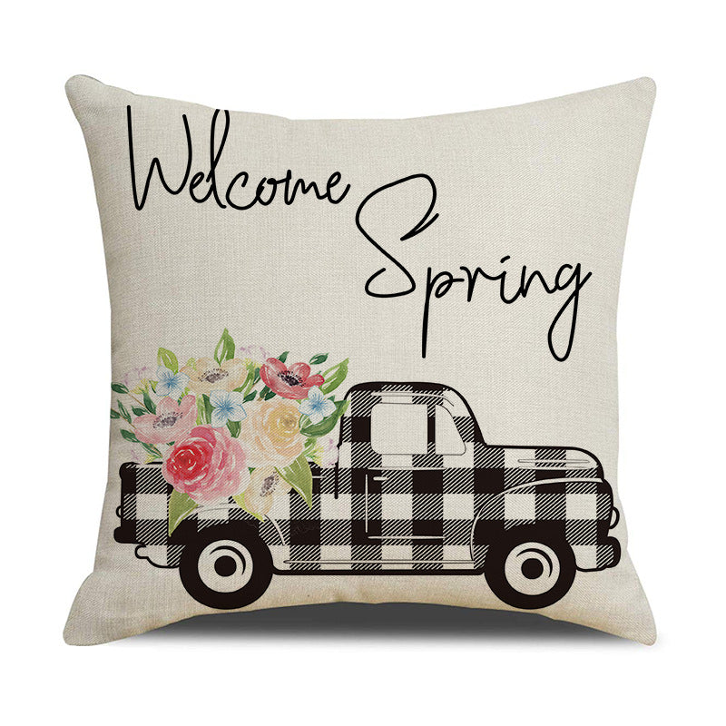 Spring Gingham Flower Pillow Covers – Farmhouse Truck Decor