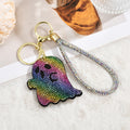 Cute Rhinestone Ghost Keychain Tassel Halloween Bag Charm