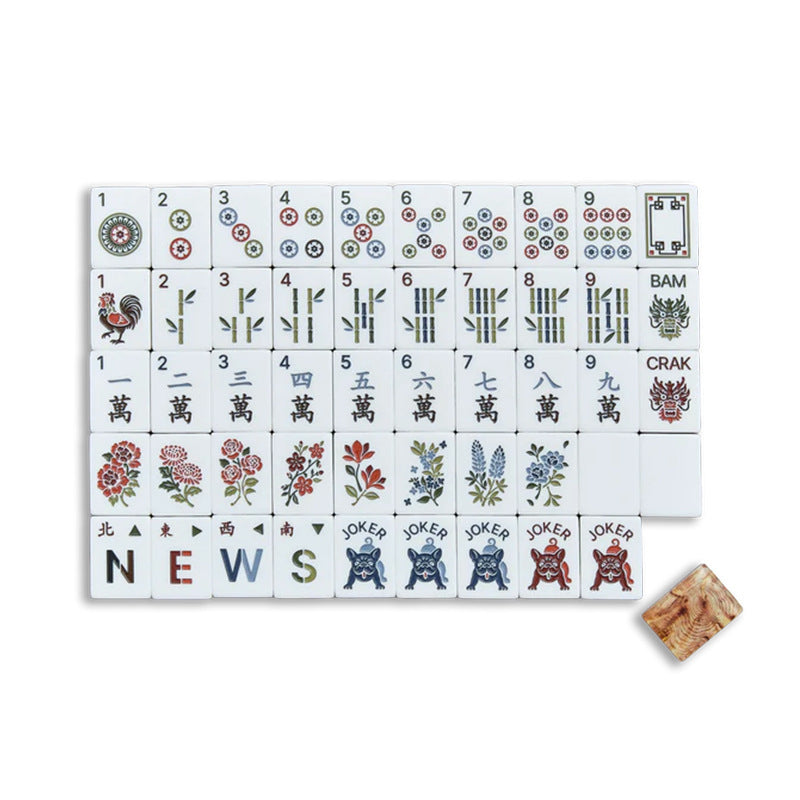 Wood Grain Acrylic Mahjong Set Classic Game Tiles