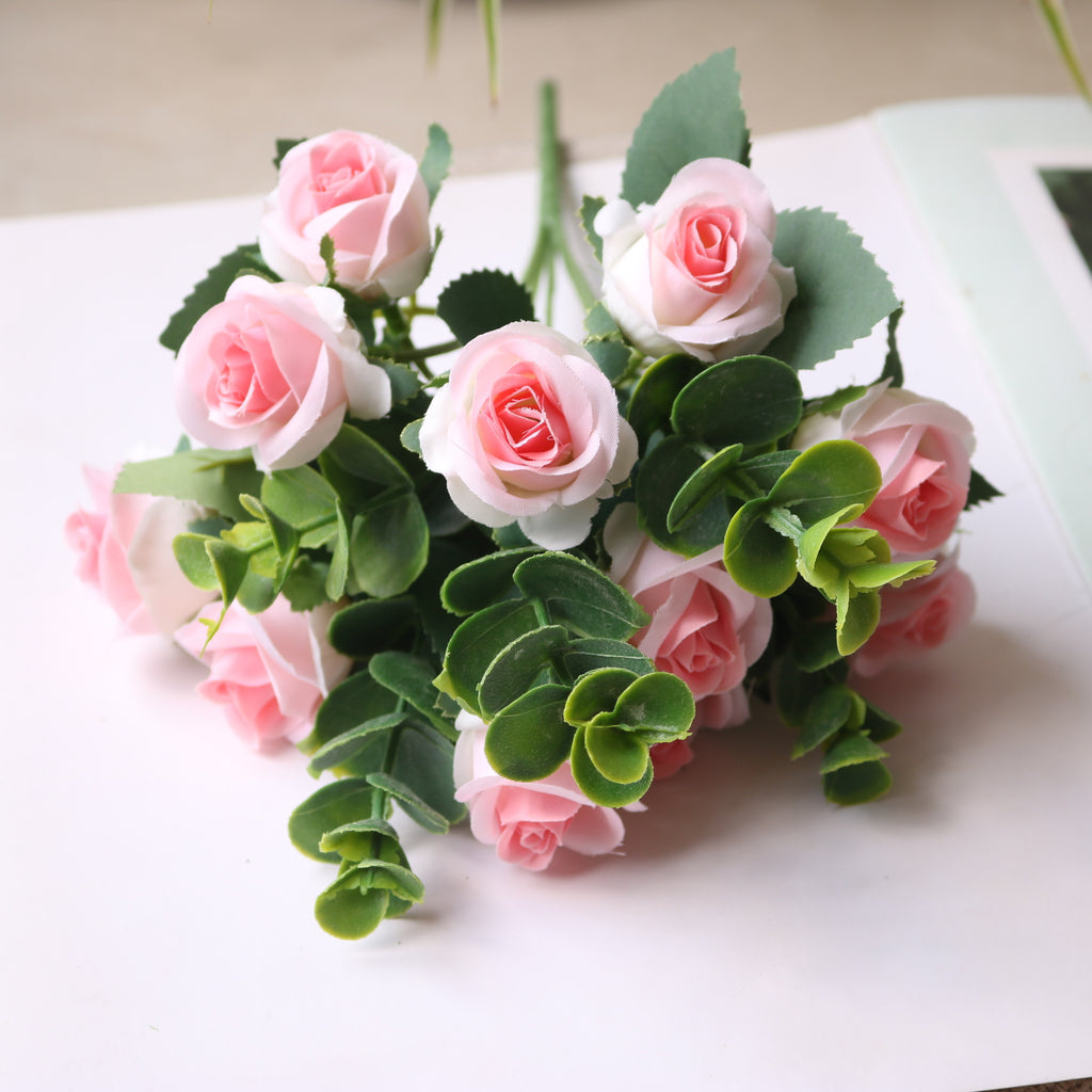 Valentine Eucalyptus Rose Faux Bouquet for Home Decor