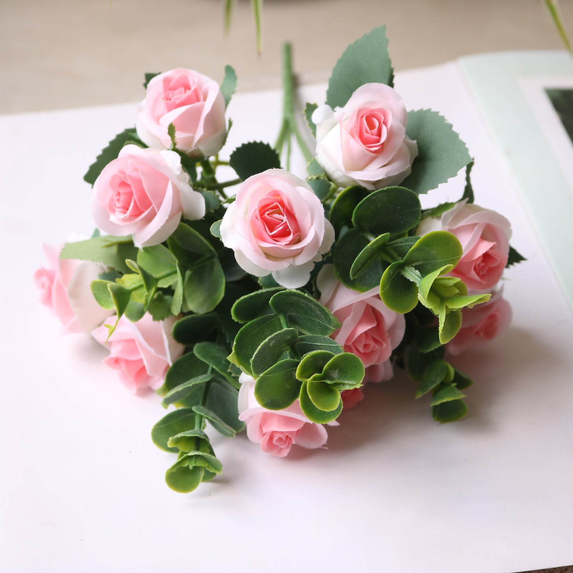 Valentine Eucalyptus Rose Faux Bouquet for Home Decor