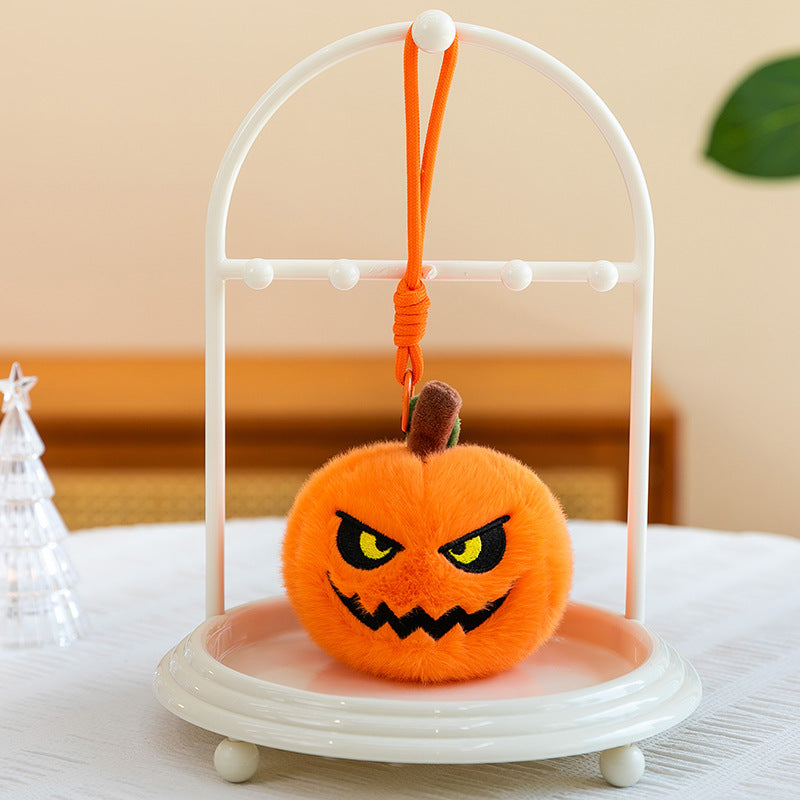 Plush Halloween Pumpkin Hanging Decor Keychain