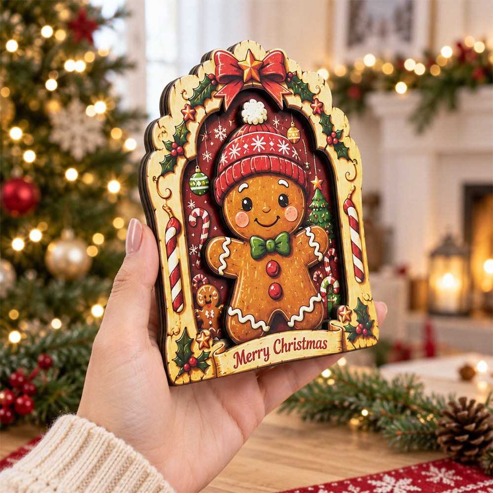 Christmas Wooden Santa Snowman Reindeer Character Tabletop Decor