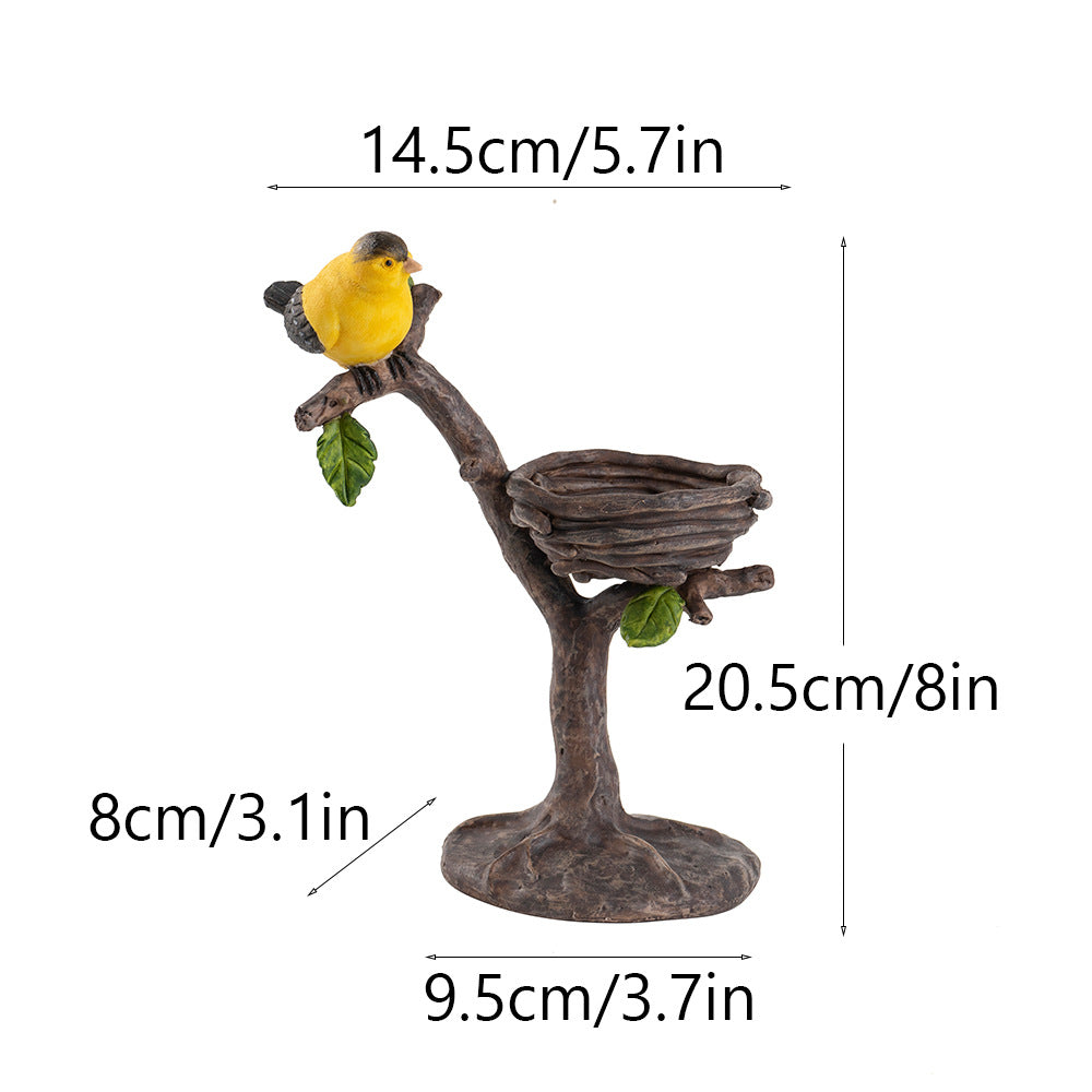Resin Garden Birds Decor Outdoor Yard Patio Mini Statues Set
