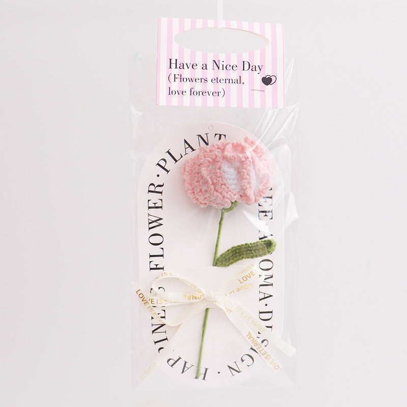 Handmade Carnation Crochet Flower Decorative Gift