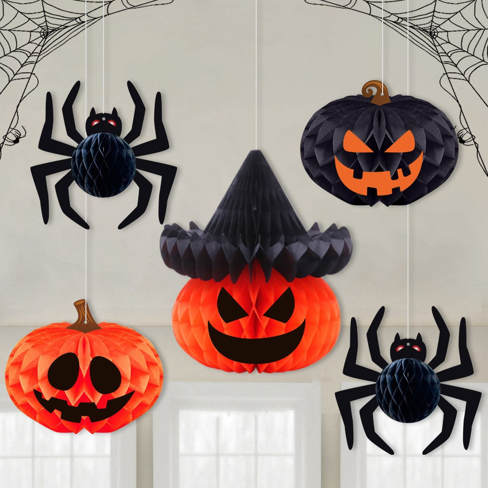 Halloween Paper Hanging Decor Pumpkin Spider Garland