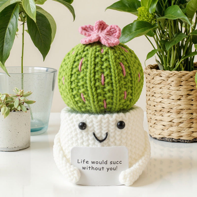 Handmade Crochet Succulent Cactus Mini Potted Plants Decor