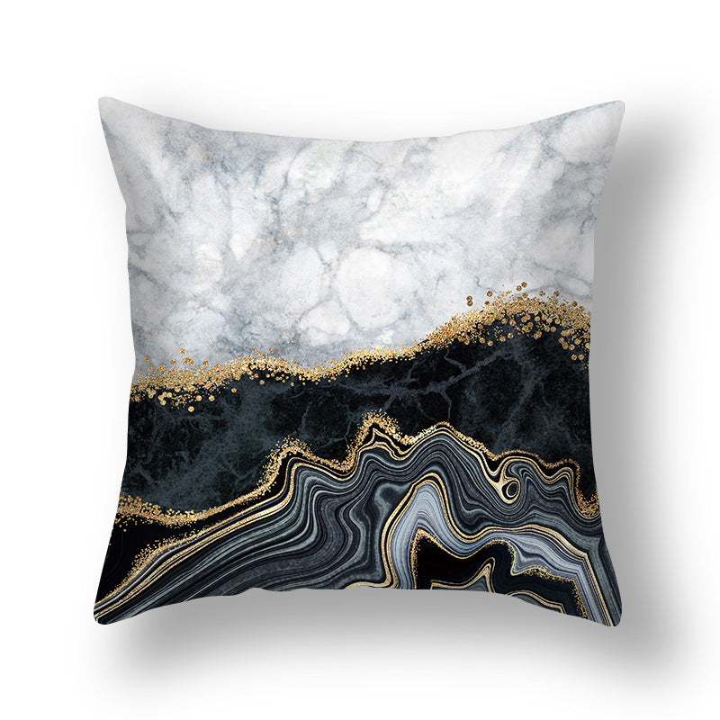 Abstract Gold Foil Linen Throw Pillow Cover 18x18 Square